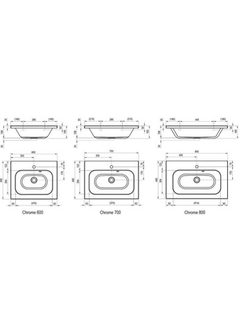 Умывальник CHROME 700 с отверстием Ravak (329440876)