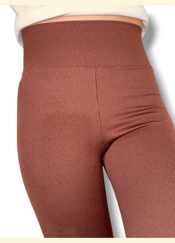 Женские лосины эластичные в рубчик с высоким широким поясом без утепления демисезон 99-101см черные No Brand (318450639)