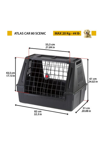 Автомобильная переноска для собак и котов Atlas Car 80 Scenic черная до 20 кг 82x51x61 см 73112017 Ferplast (330636460)