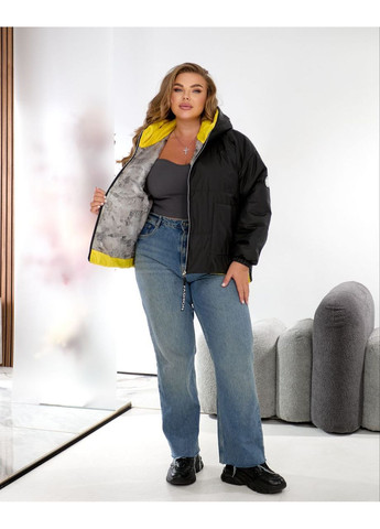 Желтая демисезонная женская весенняя куртка из плащевки — замеры в описании куртка-пальто Vione