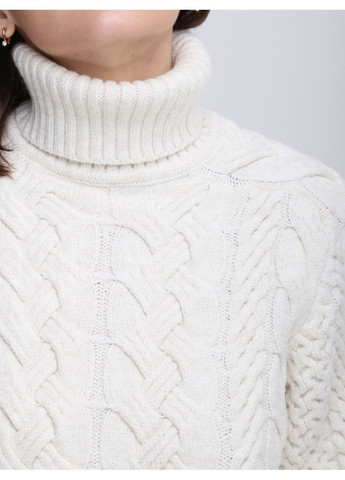 Белый зимний свитер женский белый шерстяной с горлом Pulltonic Пряма