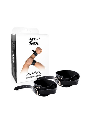 Чоловічі шкіряні наручники - Man Handcuffs Speedway L-2XL, колір чорний Art of Sex (369952466)