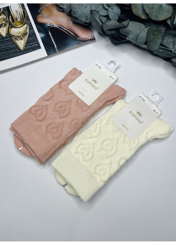 Молочные носки набор 2 пары кашемировые теплые с сердечками Корона сердечки (365652899)