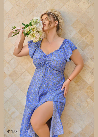 Синее повседневный летнее платье в цветочек Liton с цветочным принтом