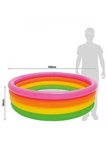 Надувний басейн дитячий від 3 років 56441 Веселка 168х45см 780л 4 кільця Різнокольоровий Intex (366248696)