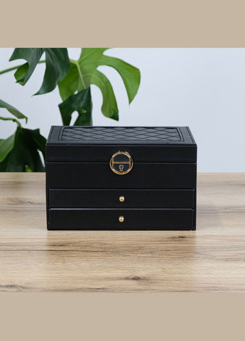 Ящик для украшений черная трехслойная большая экокожа см (JZ-003-2) Гранд Презент (322190842)