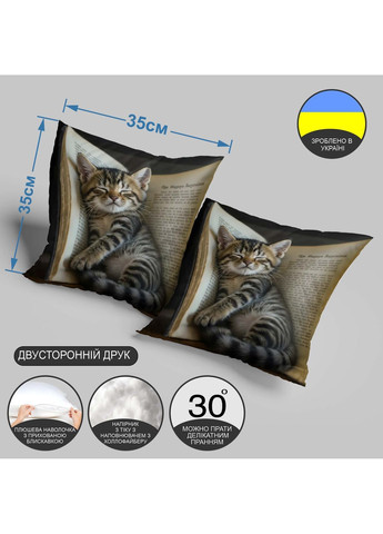 Декоративная подушка "Кот в книге" 35 х 35 см 13230 WONKEY (364288385)