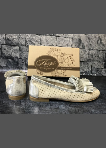 Женские женские кожаные перфорированные балетки, украина 40 Bistfor | серебряные перфорация натуральная кожа (303727786)