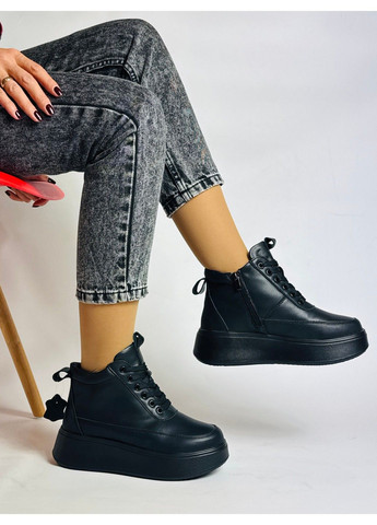 Зимние 228.ш ботинки зимние черные кожаные Hengji