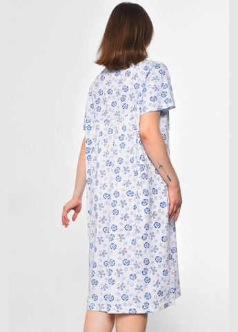 Нічна сорочка жіноча напівбатальна білого кольору з принтом Let's Shop (297128428)