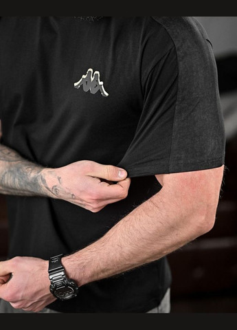 Черная мужская летняя футболка kappa кулир черная Freedom