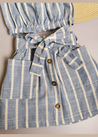 Комбінована комплект для дівчинки топ і спідничка в полоску синій 10069 No Brand (303612344)