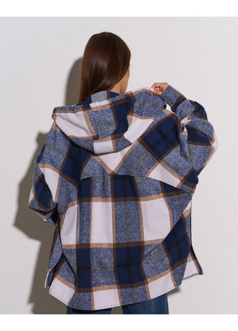 Синяя повседневный, кэжуал рубашка в клетку ISSA PLUS с длинным рукавом