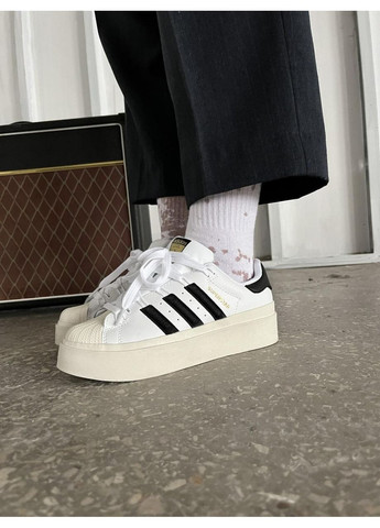 Чорні Осінні кросівки чоловічі adidas superstar bonega black white адідас суперстар No Brand
