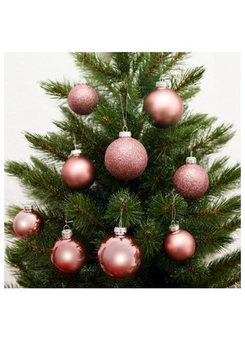 Ялинкова іграшка (8720362102939) House Of Seasons Скляні кульки 42 шт D7 см D6 см D5 см Темно-рожеві (367829152)