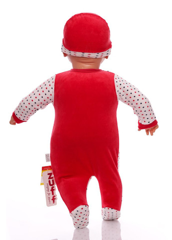 Красный зимний человечек с шапочкой для девочки велюр бабочка красный 56 см (26384) BABYKROHA