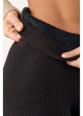 Утепленные лосины в рубчик со штрипками - серый цвет Lurex (370601949)