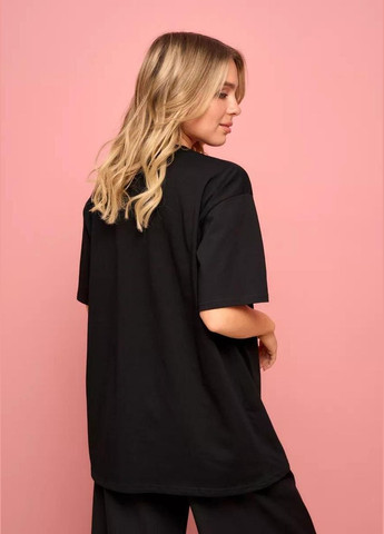 Женская оверсайз футболка с оригинальным рисунком со стразами стильные футболки свободного кроя для женщин oversize Cindylove - (331346105)