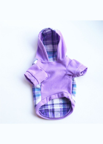 Теплое худи для котов и кошек с капюшоном Pet Style "Крупная клетка" Фиолетовая XL No Brand - (323235714)
