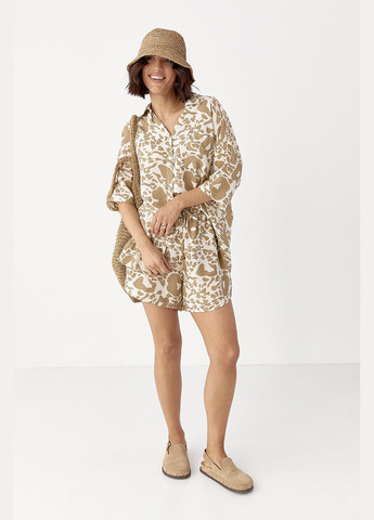 Літній костюм з сорочкою та шортами - коричневий Lurex (330988957)