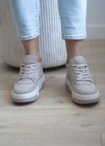 Бежеві кеди жіночі осінні з натуральної замші Zlett 3518