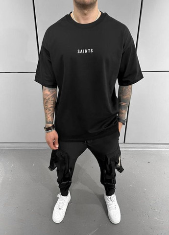 Черная футболка с дтф принтом (оверсайз) No Brand