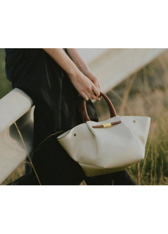 Сумка жіноча з екошкіри бежева з коричневими ручками No Brand (364134797)