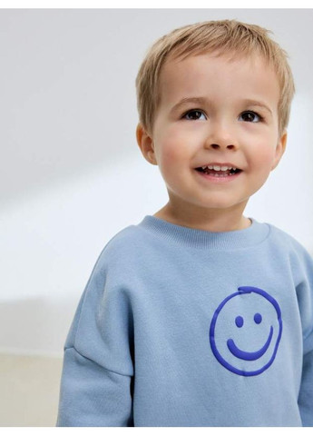 Коричневий демісезонний комплект оверсайз на флісі light blue/smile Next Trend 7074~01