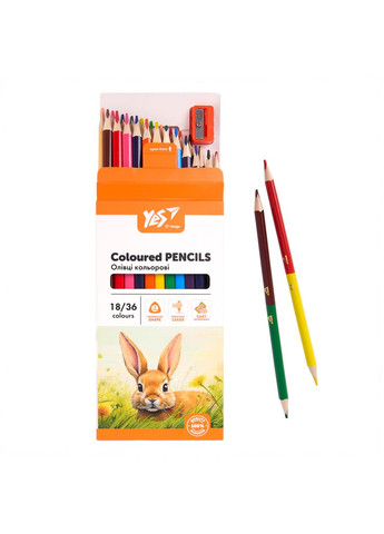Олівці кольорові Orange Line з точилкою 18/36 кольорів (290752) Yes (361044828)