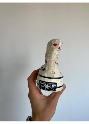 КЕДЫ ЖЕНСКИЕ CONVERSE CHUCK 70 EMBROIDERED LIPS WHITE КОНВЕРС No Brand белые демисезоны (367171935)