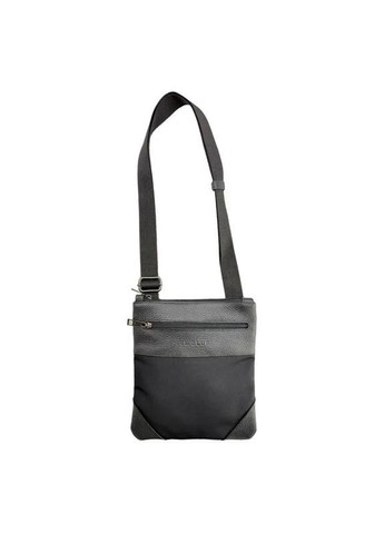 Мужская текстильная сумка с кожаными вставками через плечо, материал Оксфорд, черный. El.Club 8010510 (370286717)