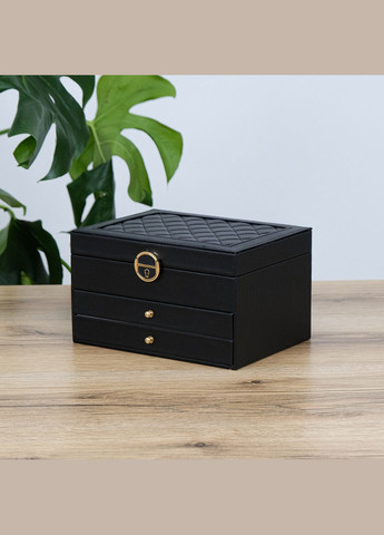 Ящик для украшений черная трехслойная большая экокожа см (JZ-003-2) Гранд Презент (322190842)