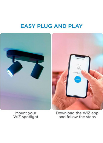 Розумний світильник IMAGEO Spots накладний точковий 2x5W 2200-6500K RGB Wi-Fi Black (929002659101) WiZ (322939272)