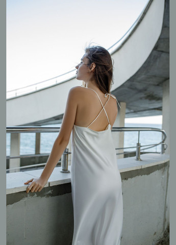 Білий коктейльна шовкова сукня на зав'язках довжина міді сукня-комбінація Fayna