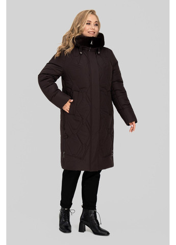 Коричневе зимнє Пальто жіноче Евеліна з капюшоном та кишенями All Posa (ap102620p) A'll Posa