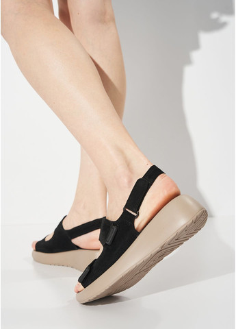 Чорні замшеві босоніжки на липучках на зручній платформі INNOE Босоніжки (363830195)