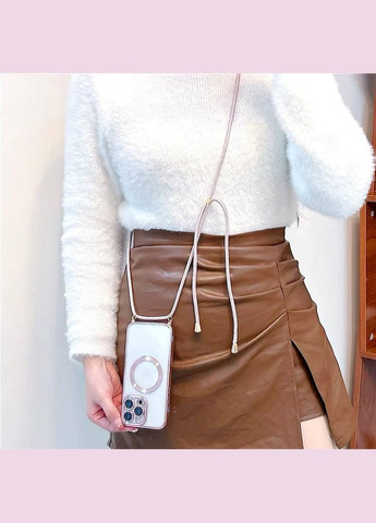 Чехол Crossbody Lanyard with Magsafe со шнурком для iPhone 15 Black No Brand (332006379)