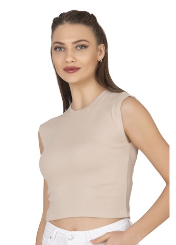 Футболка женская без рукава укороченная в рубчик Ozkan - (333829070)