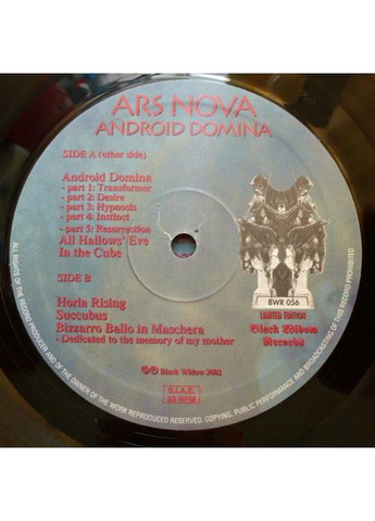 Виниловая пластинка Ars Nova – Android Domina (LP, Album, Limited Edition, Vinyl) () No Brand (369739145)
