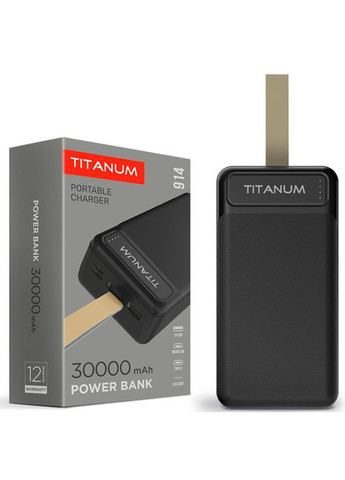 Повербанк TPB914-B 30000mAh Micro USB, Type-C, 2USB Black Titanum