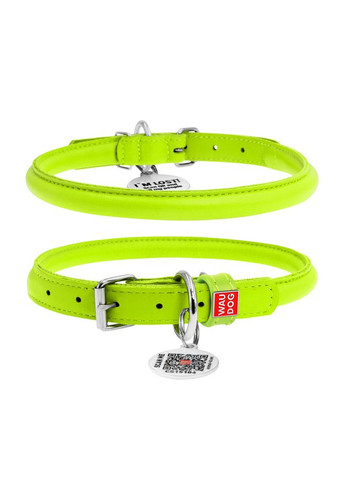 Нашийник для собак шкіряний WAUDOG Glamour з QR паспортом, круглий, Д 13 мм, Дов 53-63 см салатовий No Brand (363201330)