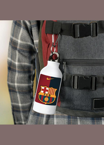 Фляга (пляшка) для води з карабіном "Барселона" Футбольна команда #021 500 мл Білий No Brand (323639943)