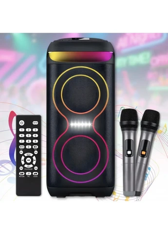 Портативная Bluetooth колонка 2х6.5" с 2 беспроводными микрофонами и LED подсветкой No Brand (388119103)