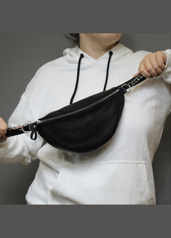 Сумка шкіряна на пояс Бананка, жіноча. Чорний. STOK (293511399)