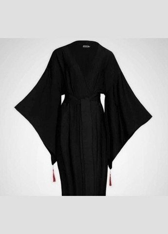 Халат-кимоно длинный на запах в японском стиле с поясом Черный "Хокку Блек" Garna (289362500)