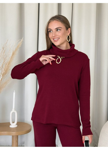 Костюм жіночий ангоровий з широкими штанами бордовий S-M No Brand 100001523_1 (365285174)