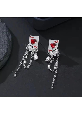 Серьги с игральными картами, серьги с камнями, серьги карты, серьги с картами, серьги игральные карты, серьги с камушками Fashion Jewelry (388481603)