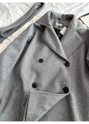 Серое демисезонное Женское пальто оверсайз No Brand