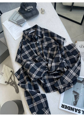 Жіноча чорна з бежевим сорочка No Brand (358494864)