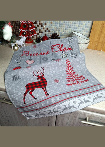 Набор кухонных полотенец 2 шт Рождественское настроение рождественских вафельных 45х60 см SoundSleep серый